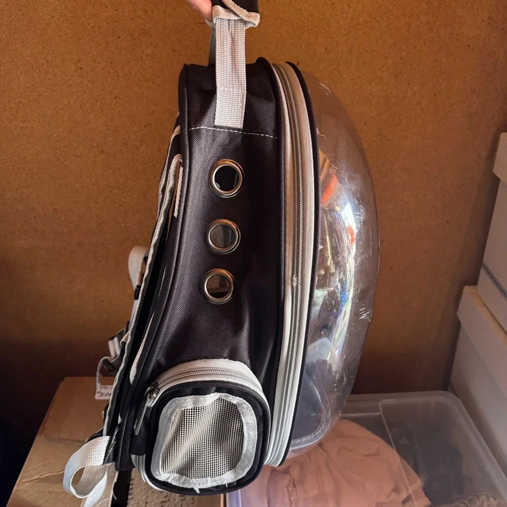 Black Clear Bubble Pet Carrier Backpack Cat Small Dog Travel Bag Ventilated